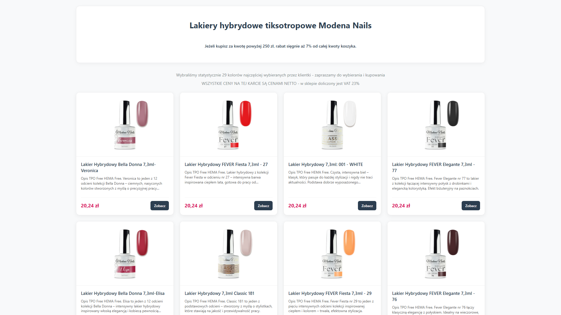 lakiery hybrydowe tiksotropowe modena nails